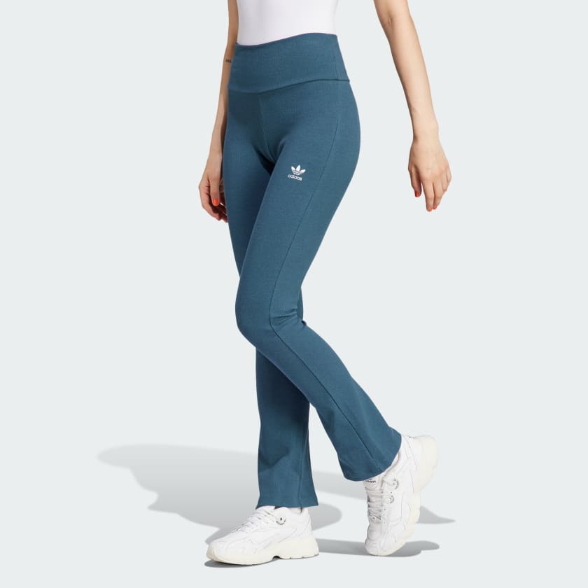 Ribbed Leggings Adidas Tights Blue ADIDAS ESSENTIALS RIB FLARED
