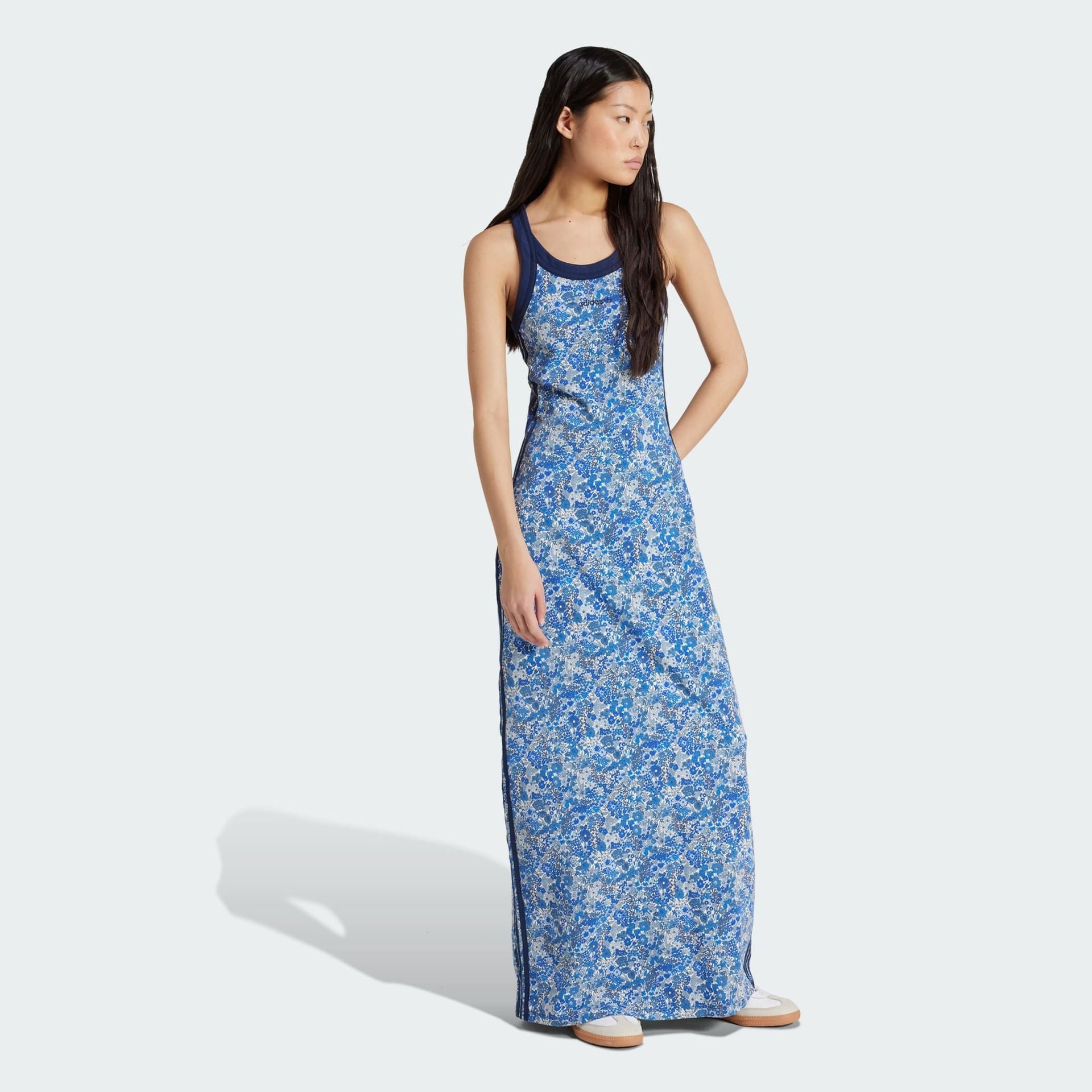 ADIDAS - WOMEN APPAREL - ADIDAS ORIGINALS X LIBERTY LONDON TONAL MAXI DRESS - Multicolor / Chalk White / Ambient Sky / Night Indigo - ShopbCODE